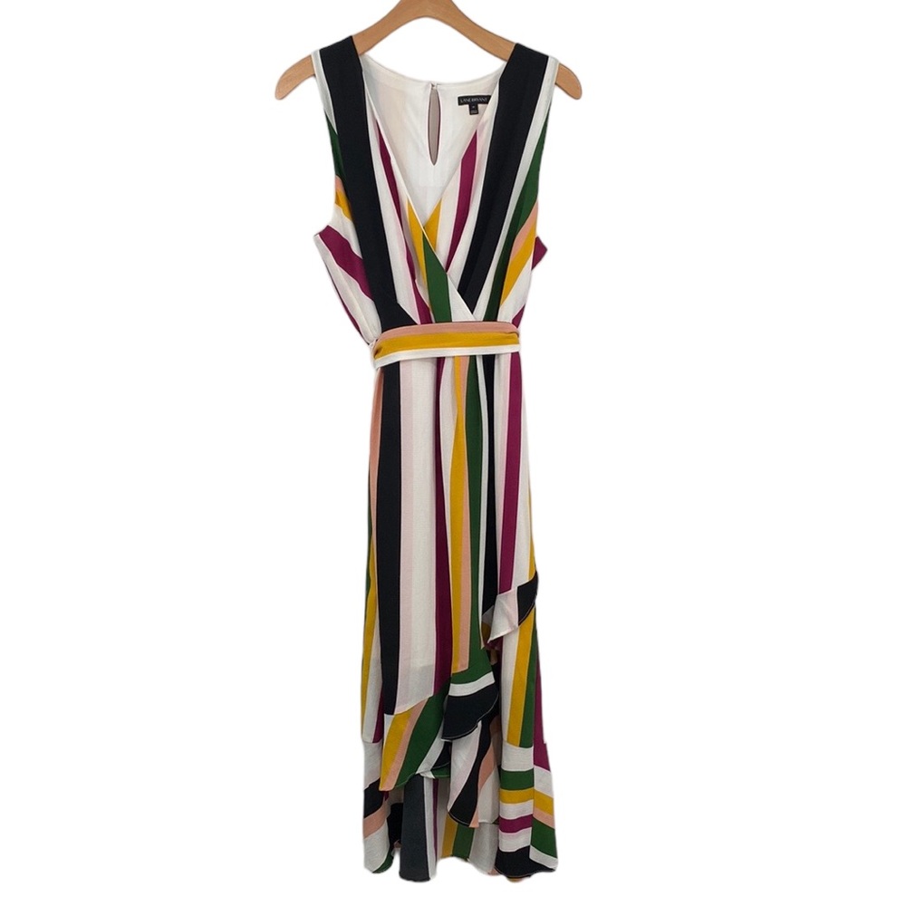 Lane Bryant Maxi Dress Striped Faux Wrap Women’s 20 Plus Multicolored Sleeveless